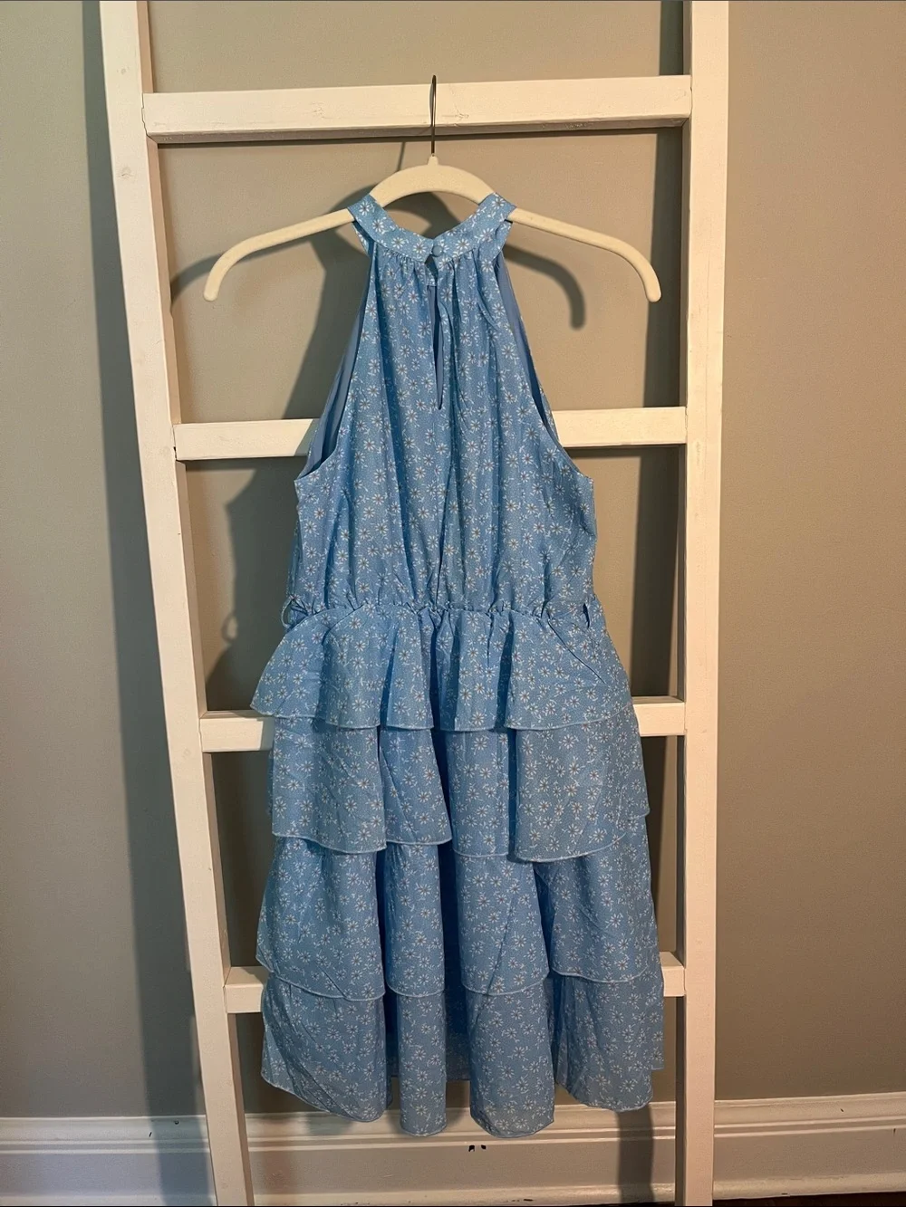 Girls' Blue Tiered Halter Dress - Brand Unknown